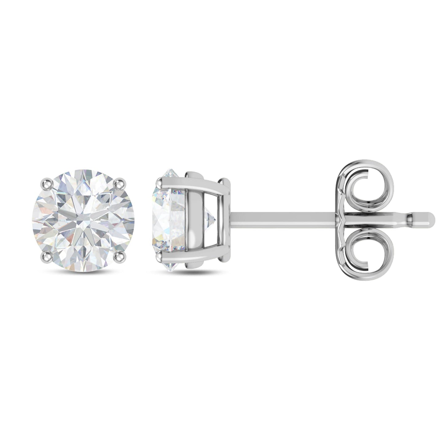 IGI Certified 4 Ct Lab Grown Diamond Solitaire Stud Earrings In 14k Gold With Screw Back Diamond Color- E-F/ VS1-VS2