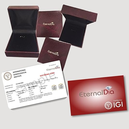 IGI Certified 5 Ct Lab Grown Diamond Solitaire Stud Earrings In 14k Gold With Screw Back Diamond Color- E-F/ VS1-VS2 (Copy)