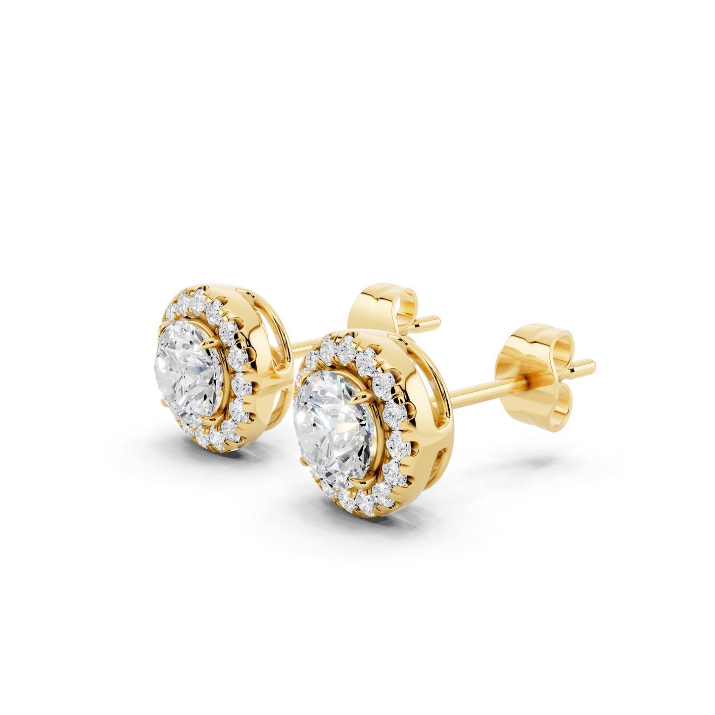 IGI Certified Halo Lab Grown Diamond Stud Earrings 14K Gold Or 925 Sterling Silver 0.99 Carat - 1 Carat EF Color VS Clarity