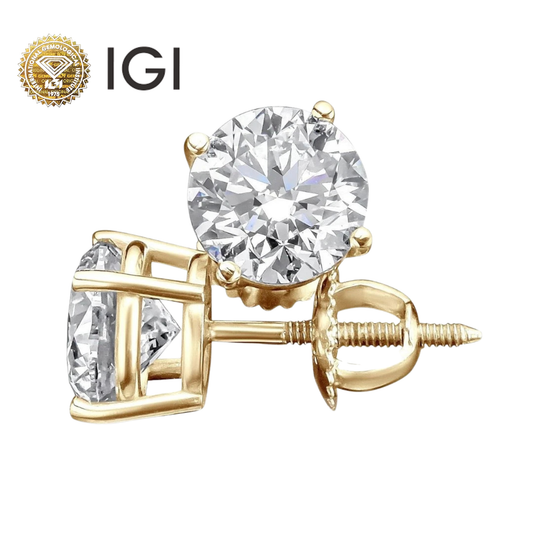 IGI Certified 6 Ct Lab Grown Diamond Solitaire Stud Earrings In 14k Gold With Screw Back Diamond Color- E-F/ VS1-VS2 (Copy) (Copy)