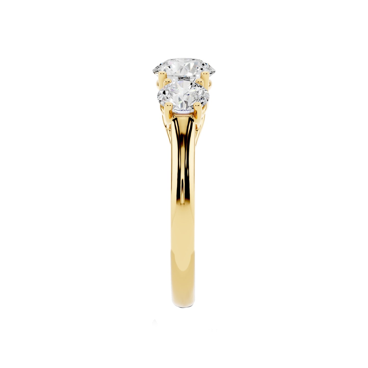 1.47 Carat 3 Stone Trilogy Lab Grown Diamond Engagement Ring for Women - EF-VS Quality, 925 Sterling Silver & 14K Gold, Round Cut Lab Created Diamond, Promise Ring Anniversary Gift