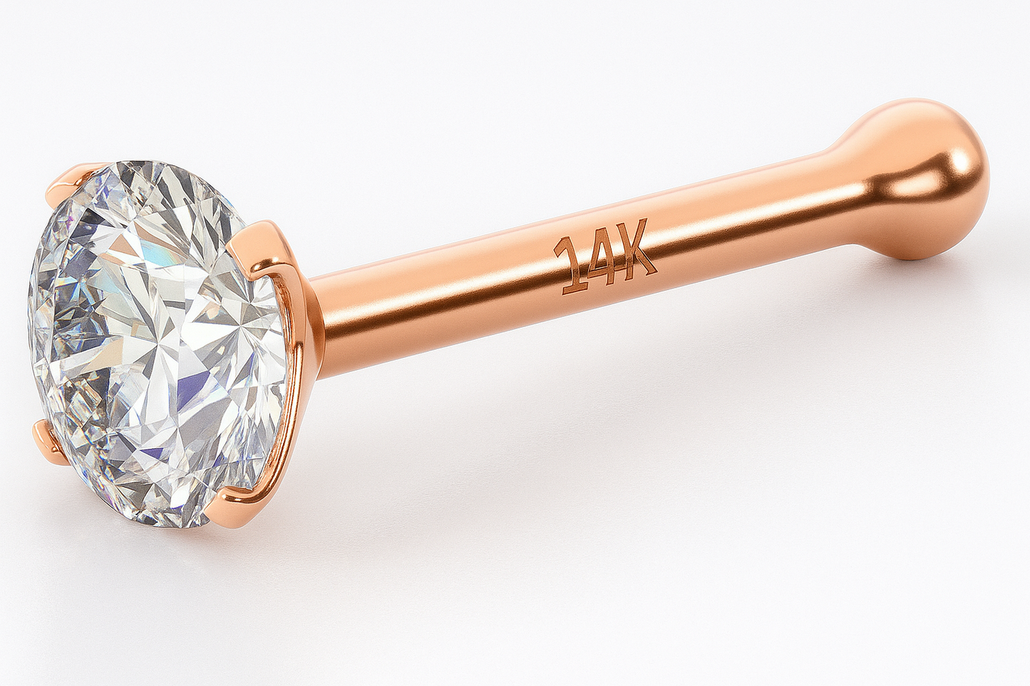 Rose Gold real diamond nose stud for men ::nose piercing for men and women::body jewelry