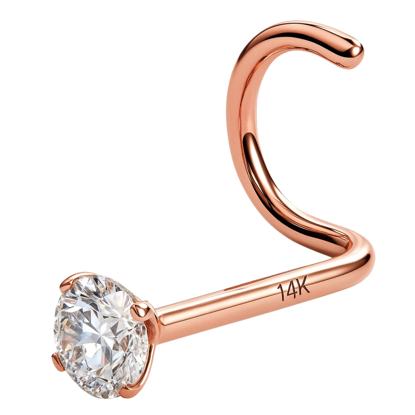 EternalDia IGI Certified 14K Gold Real Diamond Nose Stud in White/Yellow Gold 2.5mm (0.06Ct) 20 Gauge Twist Back Nose Ring for Women, Diamond Color I-J, Clarity I2-I3