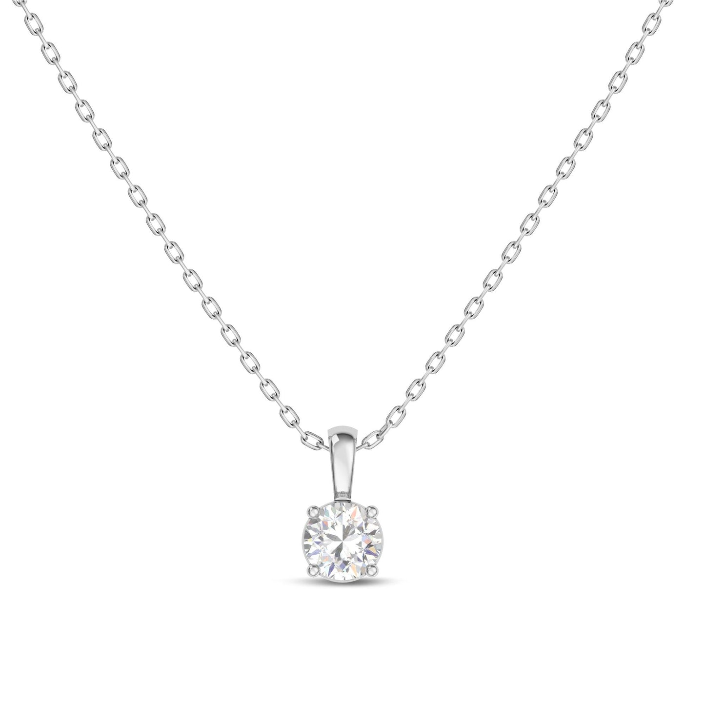 IGI Certified 0.25 Ct Diamond Color/Clarity F-VS2, 14K Gold 4 Prong Set Round-cut Lab Grown Diamond Solitaire Necklace Pendant Chain