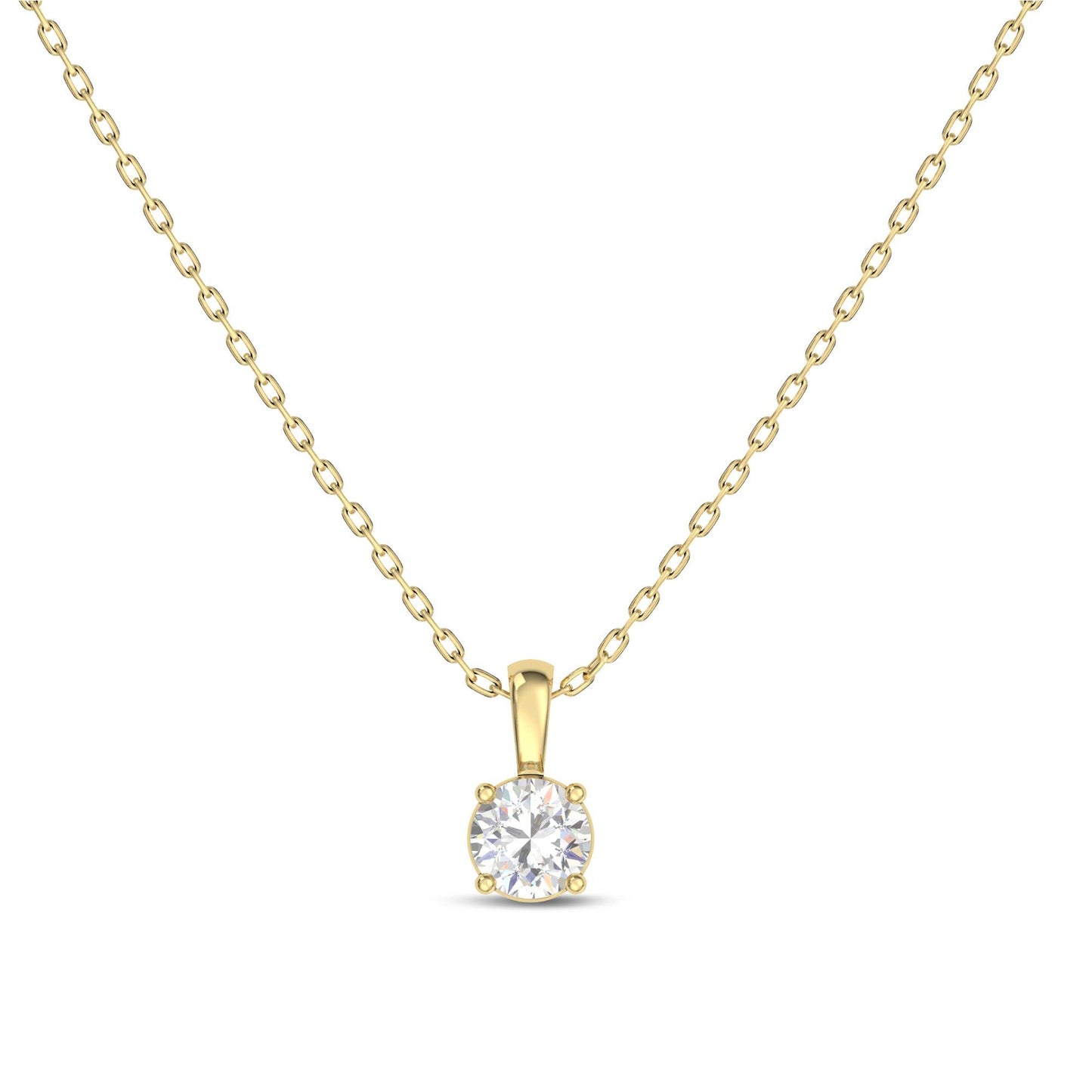 IGI Certified 0.25 Ct Diamond Color/Clarity F-VS2, 14K Gold 4 Prong Set Round-cut Lab Grown Diamond Solitaire Necklace Pendant Chain