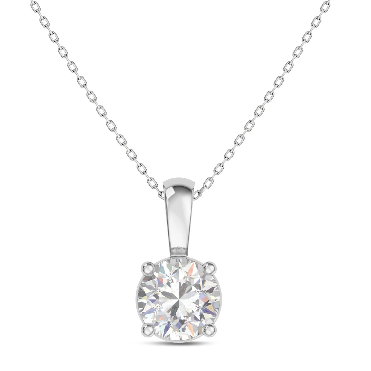 IGI Certified 2 Ct Diamond Color/Clarity F-VS2, 14K Gold 4 Prong Set Round-cut Lab Grown Diamond Solitaire Necklace Pendant Chain