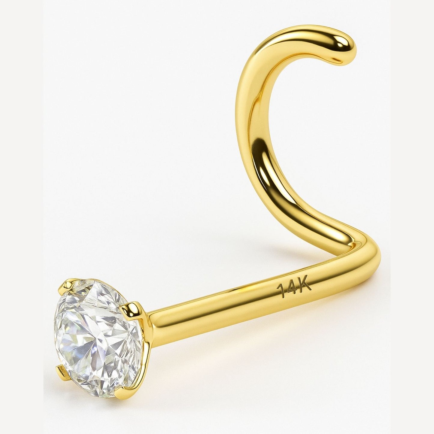 EternalDia IGI Certified 14K Gold Real Diamond Nose Stud with Twist Back (20G, 0.03 Ct) Nose Ring for Women, I-J Color, I2-I3 Clarity