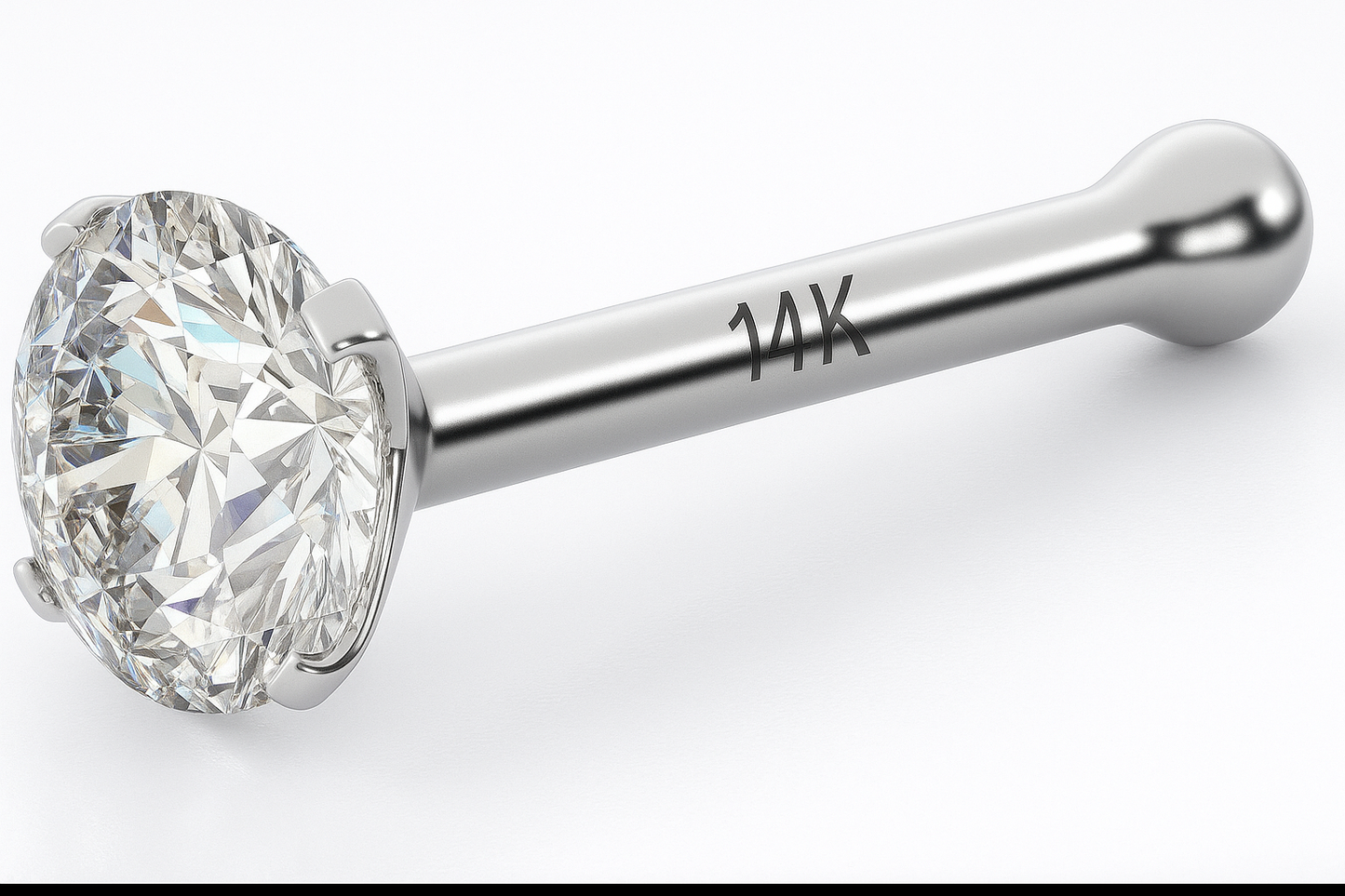 14K White gold nose stud for women