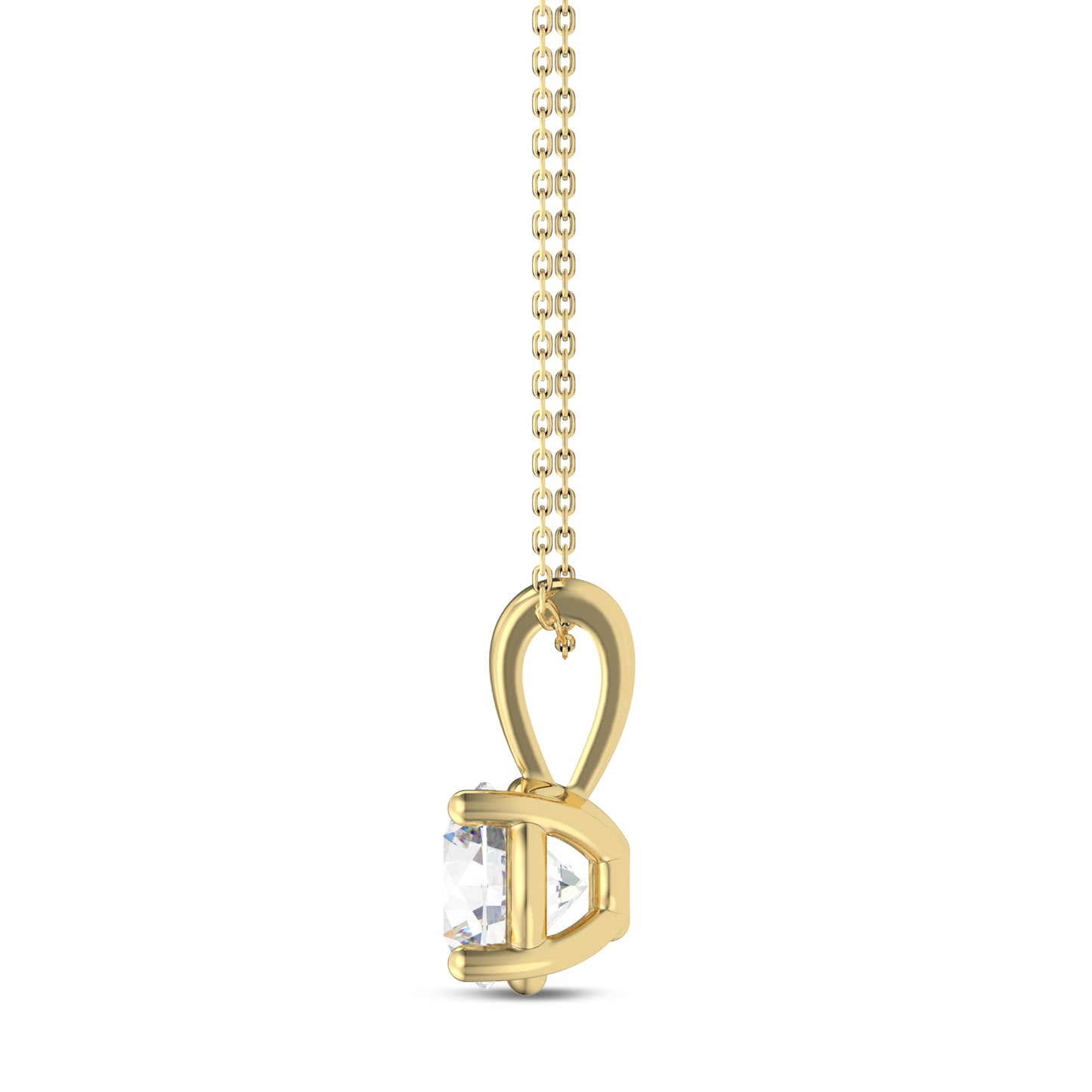 IGI Certified 1.5Ct Diamond Color/Clarity F-VS2, 14K Yellow Gold 4 Prong Set Round-cut Lab Grown Diamond Solitaire Necklace Pendant Chain
