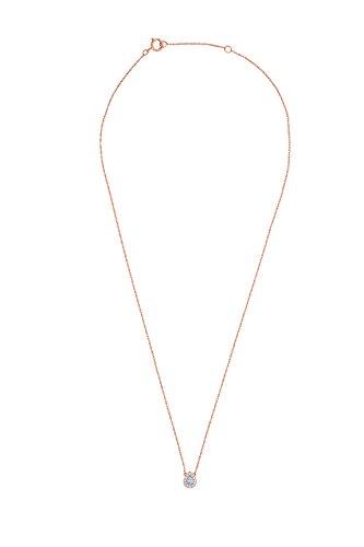 EternalDia IGI Certified Pear Drop Shape Halo Diamond Accent Frame Pendant Necklace in 10kt Rose Gold (0.06 Cttw) - EternalDia