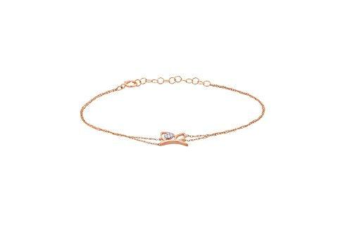 EternalDia IGI Certified 10k Rose Gold Diamond Accent Multi Strand Butterfly Extendable Fashion Bracelet (0.06 Cttw) - EternalDia