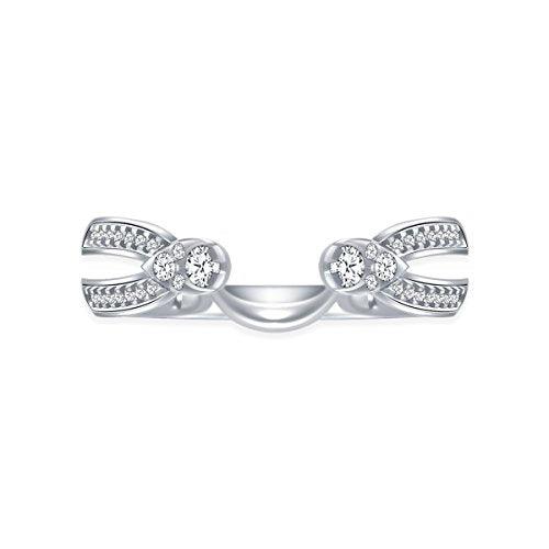 EternalDia 1/3 Cttw Solitaire Guard Ring Wrap Enhancer Wedding Band in 10Kt White Gold (IJ/I2-I3) - EternalDia