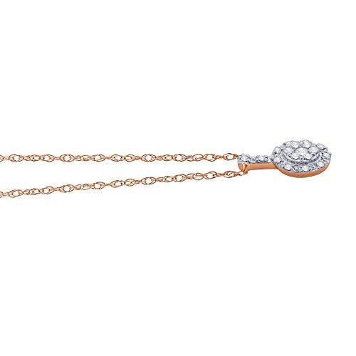 EternalDia IGI Certified 10k Rose Gold Round Diamond Accent Halo Frame Fashion Pendant Necklace (0.09 Cttw) - EternalDia
