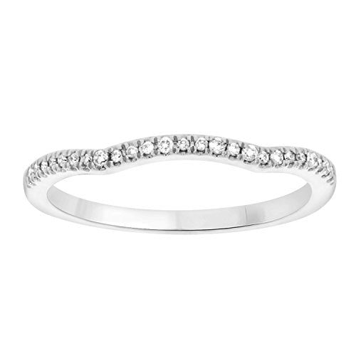 EternalDia 10k Gold Round Cut White Natural Diamond Curved Shape Half Eternity Band Ring (0.08cttw, IJK/I2-I3) - EternalDia