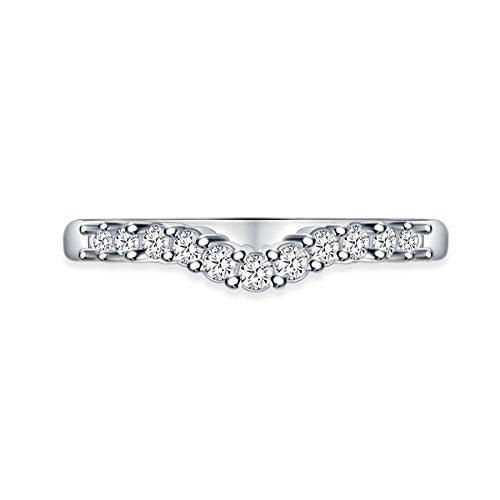 EternalDia 1/3 cttw Diamond Curved Solitaire Enhancer Contour Band Guard Ring in 10K White Gold (IJ/12-13) - EternalDia