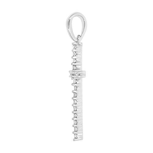 EternalDia 10k White Gold Round Diamond Cross Pendant (0.12cttw, IJ, I2-I3) 18" - EternalDia