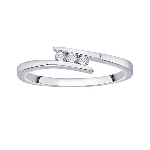 White 2024 Gold Diamond Bypass Accent Ring