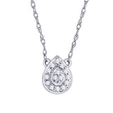 EternalDia IGI Certified Pear Drop Shape Halo Diamond Accent Frame Pendant Necklace in 10kt White Gold (0.06 Cttw) - EternalDia