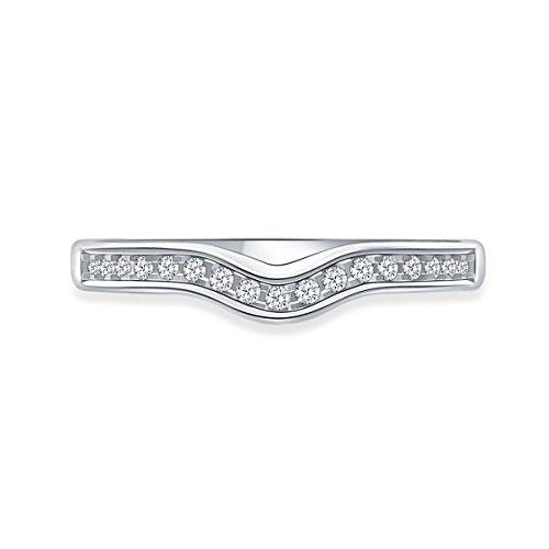 EternalDia 0.20cttw Diamond Curved Solitaire Enhancer Contour Band Guard Ring in 10K White Gold (IJ/12-13) - EternalDia
