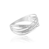 14K White Gold 0.07 Cttw Diamond Criss Cross Ring (0.07 Cttw, I-J Color, I2-I3 Clarity) Criss Cross Band Ring | Criss Cross Wedding Bands for Women