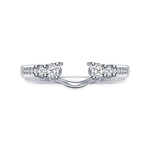 EternalDia 1/2 Cttw Solitaire Guard Ring Wrap Enhancer Wedding Band in 10Kt White Gold (IJ/I2-I3) - EternalDia