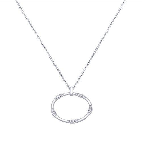 EternalDia IGI Certified Open-Circle Diamond Accent Accented Pendant Necklace in 10K White Gold (0.07 Cttw) - EternalDia