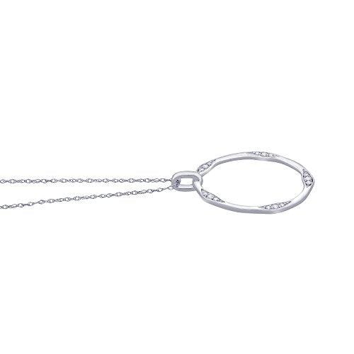 EternalDia IGI Certified Open-Circle Diamond Accent Accented Pendant Necklace in 10K White Gold (0.07 Cttw) - EternalDia