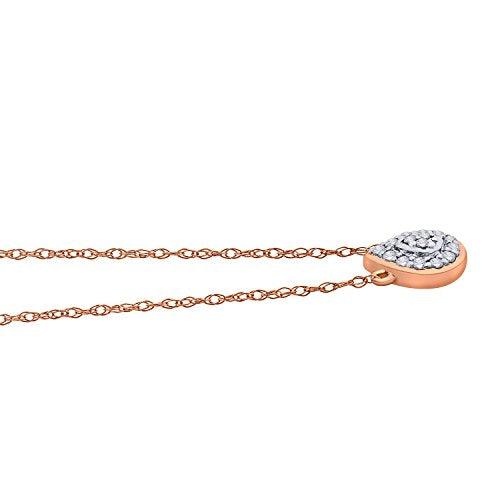 EternalDia IGI Certified Pear Drop Shape Halo Diamond Accent Frame Pendant Necklace in 10kt Rose Gold (0.06 Cttw) - EternalDia
