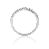 14K White Gold 0.13 Cttw Diamond Curved Ring (0.13 Cttw, I-J Color, I2-I3 Clarity) Curved Band Ring | Wedding Guard Band Ring Stackable Band Contour Guard Ring Half Eternity Ring