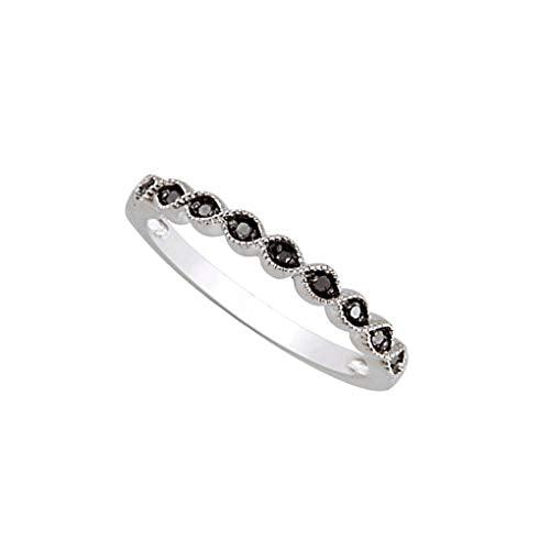 Genuine 0.08 cttw Black Diamond Half Eternity Ring In 14k Gold Over Sterling Silver (0.08 Cttw, I-J Color, I2-I3 Clarity) Wedding Band Ring Black Diamond Stackable Ring