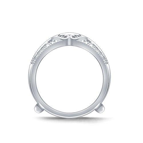 EternalDia 0.25 Cttw Diamond Vintage Desgin Chevron Wedding Ring Guard In 10k White Gold (IJ/I2I3) - EternalDia