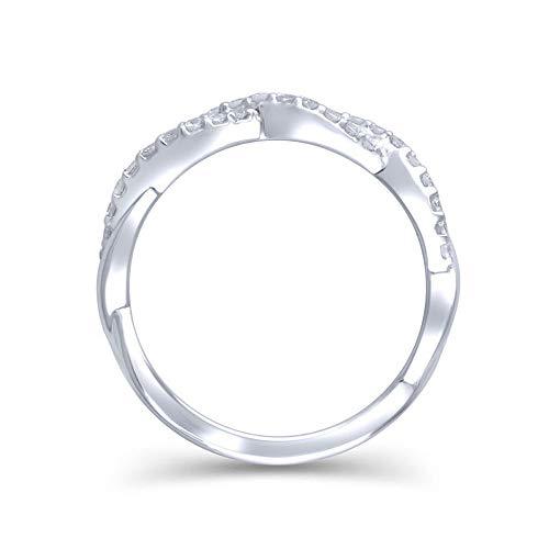 1/4 Cttw Diamond Swirl Band Ring 14K White Gold | Diamond Ladies Swirl Anniversary Wedding Band Stackable Ring | Diamond Twisted Ring (0.25 Cttw, H-I Color / I2 Clarity)