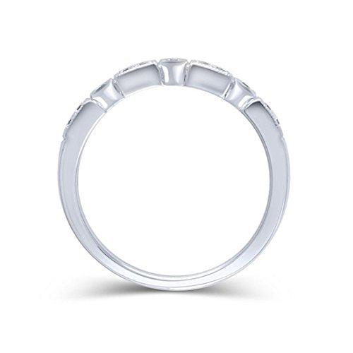 1/6 Ct Diamond Alternating Vintage-Style Stackable Wedding Band in 14K Solid Gold (HI/12)