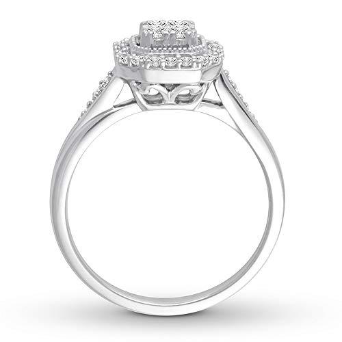 0.25 Cttw Round Diamond Hexagon Halo Engagement Ring In 10K Solid White Gold for Women (I/I3)