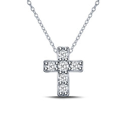 EternalDia 925 Silver Dainty Cross Diamond Pendant Necklace (0.10cttw, IJ, I2-I3) 18" - EternalDia