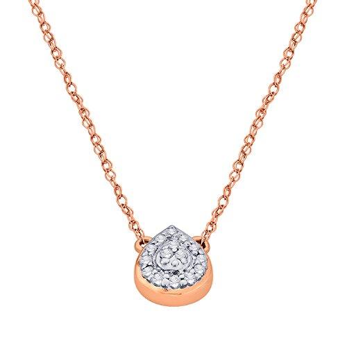 EternalDia IGI Certified Pear Drop Shape Halo Diamond Accent Frame Pendant Necklace in 10kt Rose Gold (0.06 Cttw) - EternalDia