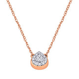 EternalDia IGI Certified Pear Drop Shape Halo Diamond Accent Frame Pendant Necklace in 10kt Rose Gold (0.06 Cttw) - EternalDia