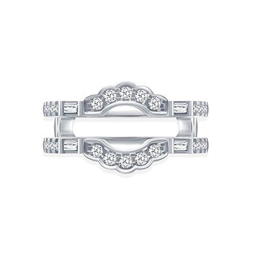 EternalDia 0.50 Cttw Diamond Double Row Cathedral Style Enhancer Ring Guard In 10k White Gold (IJ/I2I3) - EternalDia