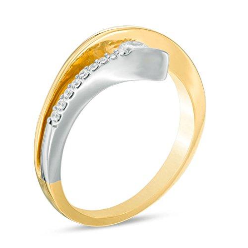 1/4 Cttw Round Diamond Open Asymmetrical Bypass Ring in 10K Two-Tone Gold(IJ/13)