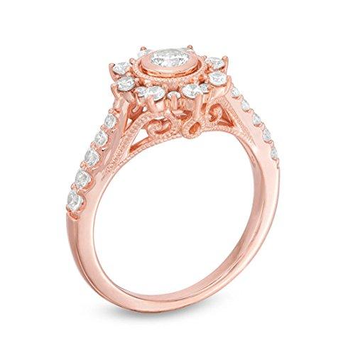 3/4 Cttw Diamond Starburst Frame Vintage-Style Engagement Ring in 10K Rose Gold (IJ/12)