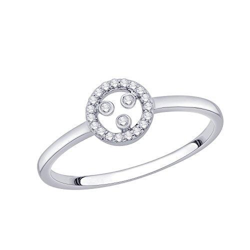 EternalDia IGI Certified Open-Circle Round Diamond Accent Fashion Ring in 10K White Gold (0.07 Cttw) - EternalDia
