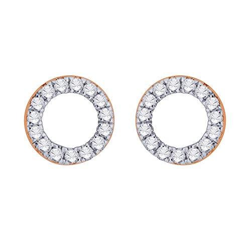 EternalDia IGI Certified Open Circle Round Natural Diamond Stud Earrings in 10Kt Rose Gold (0.1 Cttw) - EternalDia