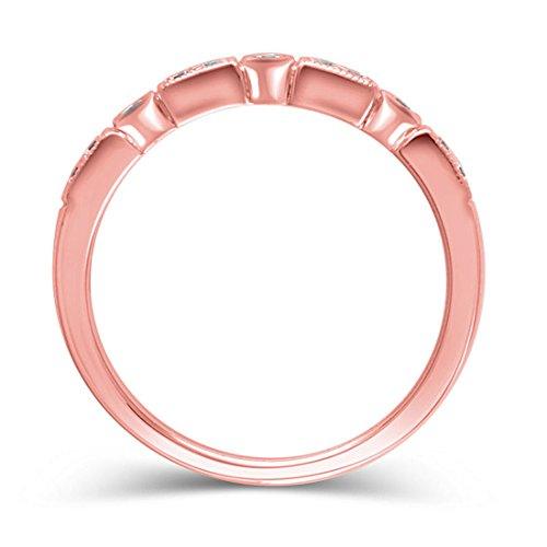 1/6 Ct Diamond Alternating Vintage-Style Stackable Wedding Band in 14K Solid Gold (HI/12)