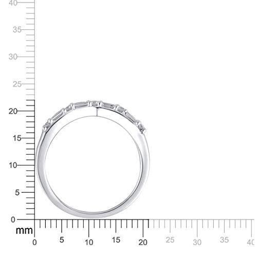 1/4 Cttw Baguette and Round Diamond Alternating Contour Wedding Band in 14K Solid White Gold (0.25 Cttw,I-J Color, I1-I2 Clarity) Diamond Half Eternity Ring Eternity Wedding Band Ring