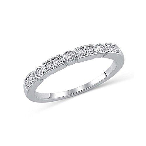1/6 Ct Diamond Alternating Vintage-Style Stackable Wedding Band in 14K Solid Gold (HI/12)