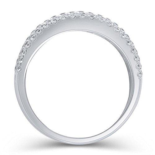 2 cttw Baguette and Round Diamond Five Row Ring Anniversary in 14K White Gold(IJ/12-13)