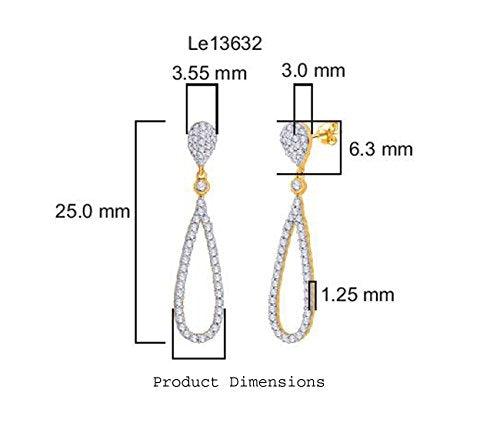 EternalDia IGI Certified Tear Drop Round Diamond Accent Dangling Earrings In 10K Yellow Gold (0.4 Cttw) - EternalDia