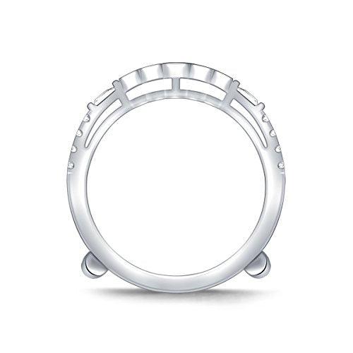 EternalDia 0.50 Cttw Diamond Double Row Cathedral Style Enhancer Ring Guard In 10k White Gold (IJ/I2I3) - EternalDia