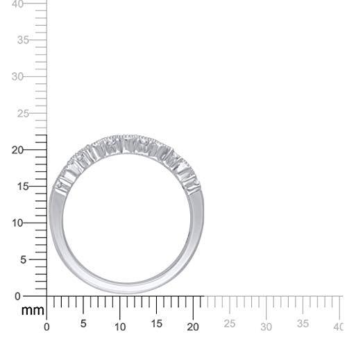 1/6 cttw Diamond Wedding Band Ring 10K White Gold Diamond Stackable Ring (0.17 cttw, I-J Color, I3 Clarity) Half Eternity Ring | Milgrain Wedding Bands for Women