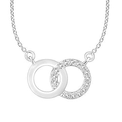 EternalDia 10k White Gold Diamond Interlocking Open Circles Pendant Necklace (0.08cttw, IJ, I2-I3)18" - EternalDia